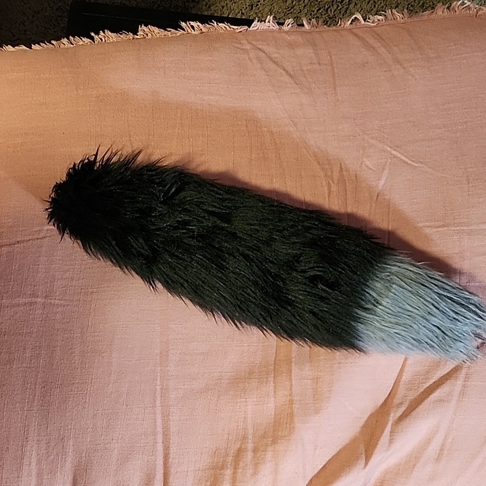 Black and Gray Faux Fur Tail